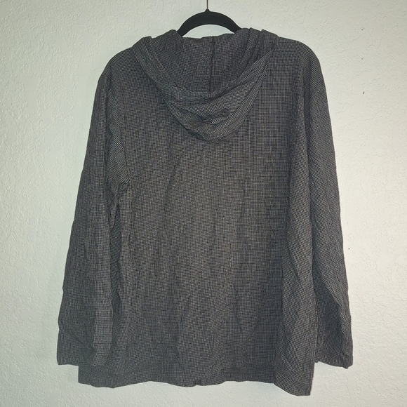 Chicos Design Size XL Black Small Checkered Light Jacket With Hood - Picture 2 of 9